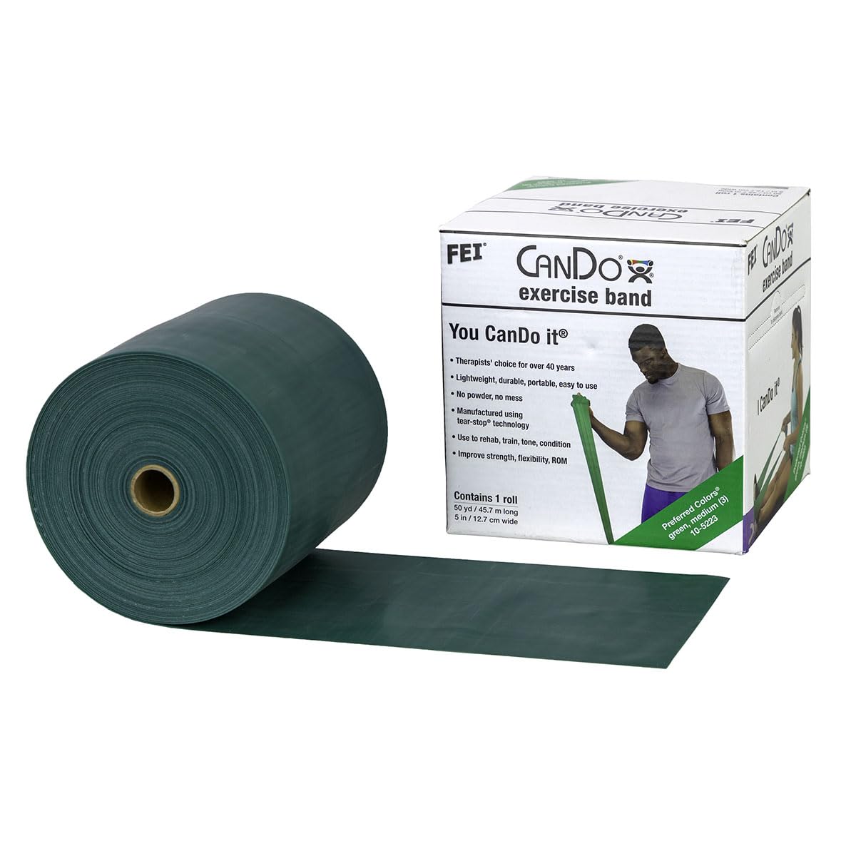 CanDo Low Powder Exercise Band Roll - Versatile Resistance Training
