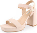 JOY IN LOVE Women's Chunky Platform High Heels Ankle Strap Sandals