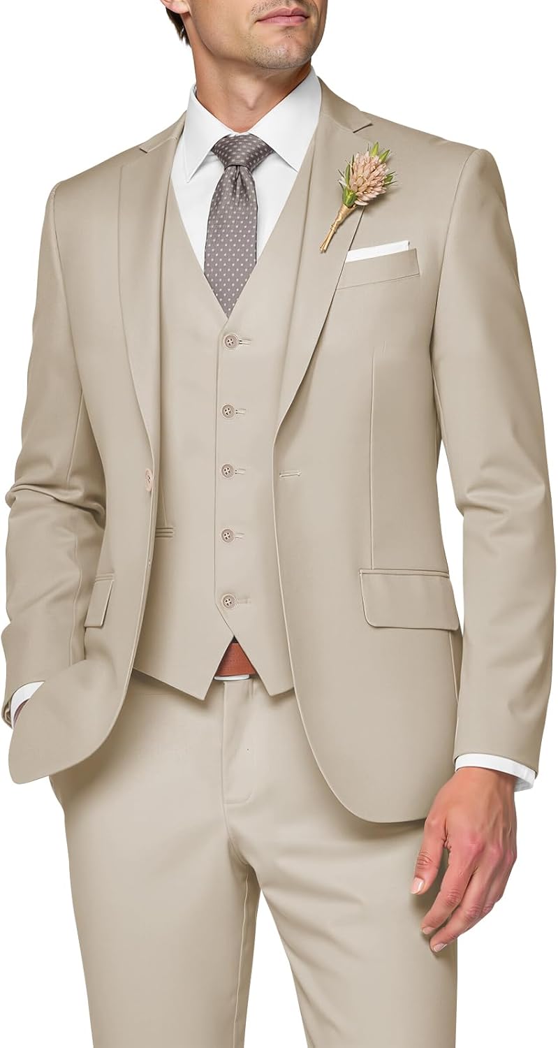 Elegant 3 Piece Slim Fit Wedding Suit for Men - Stylish Attire