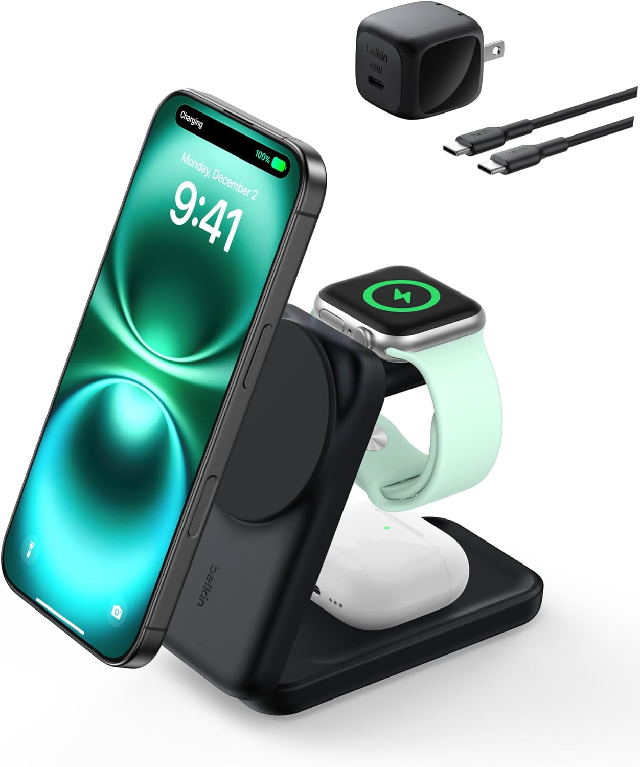 Belkin MagSafe Charger 3-in-1 Dock for iPhone, Apple Watch, AirPods