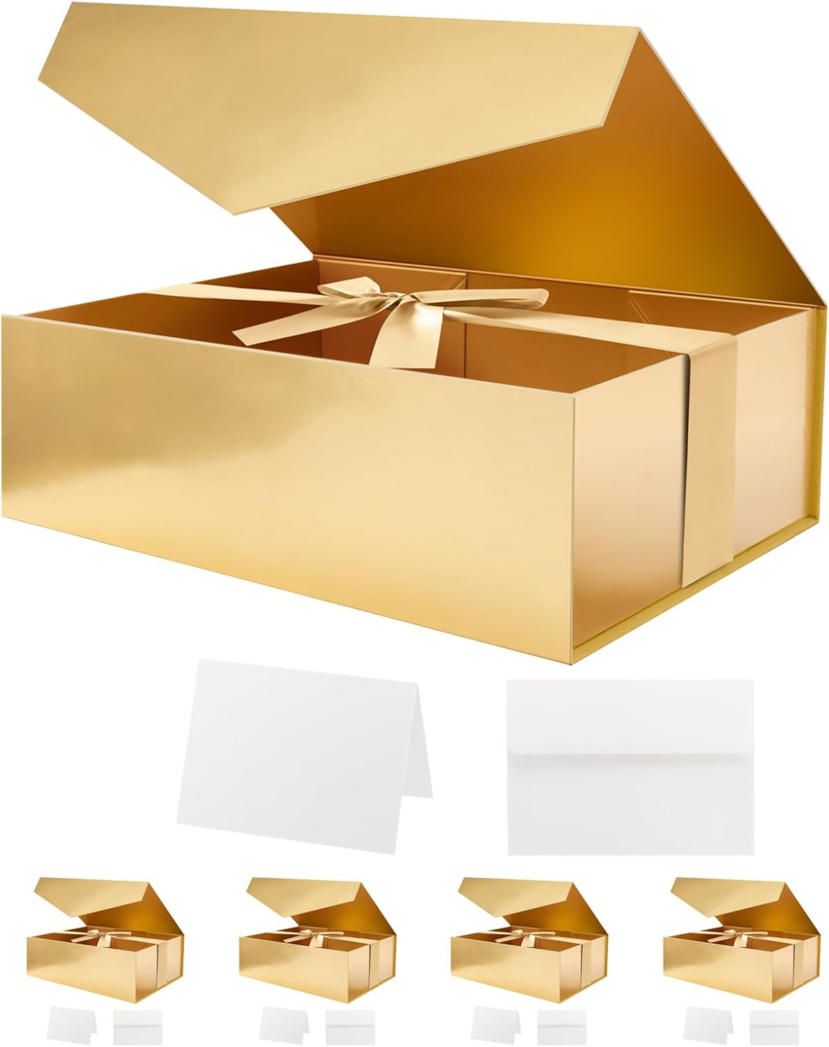 HAPPY POTATO Large Gold Gift Boxes for All Occasions, Pack of 5