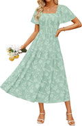 Bohemian Floral Midi Dress for Women by ZESICA for Summer Fun