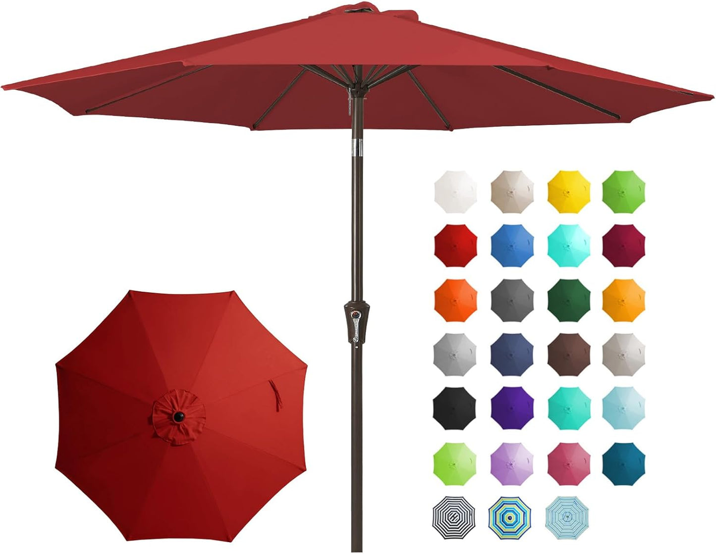 9FT Outdoor Patio Umbrella with Push Button Tilt and Crank