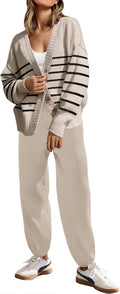 Womens Two Piece Knit Sweater Set Oversized Cardigan and Pants - Soft
