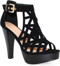 Women Open Toe Ankle Strap Sandal Stacked Chunky Heel - Classy Comfort