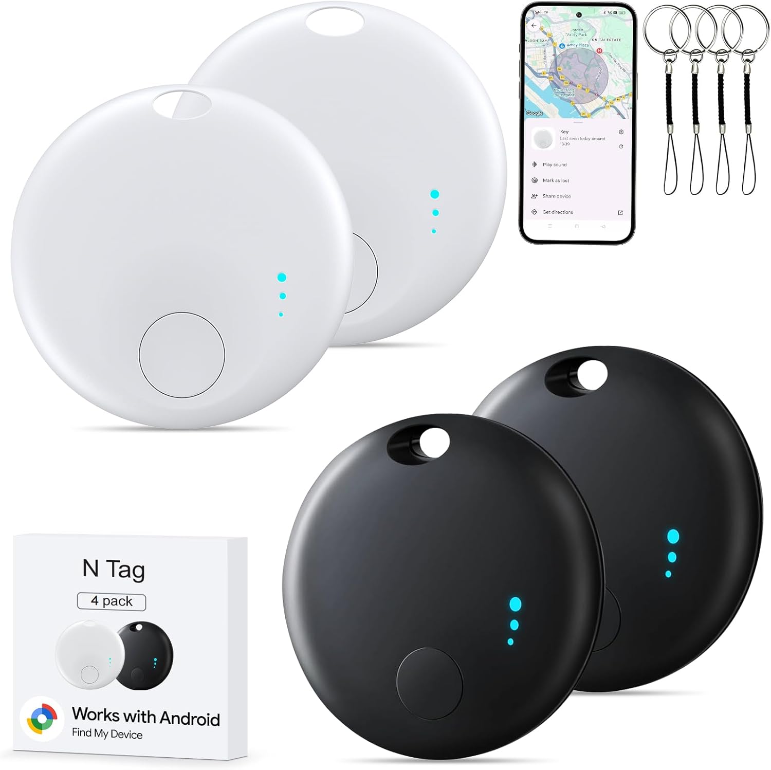 4-Pack Android Bluetooth Tracker: Find My Everything!