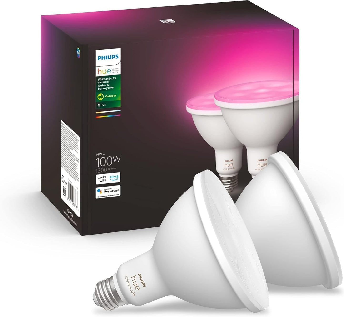 PHILIPS Hue Smart 100W PAR38 LED Bulb for Outdoor Ambiance
