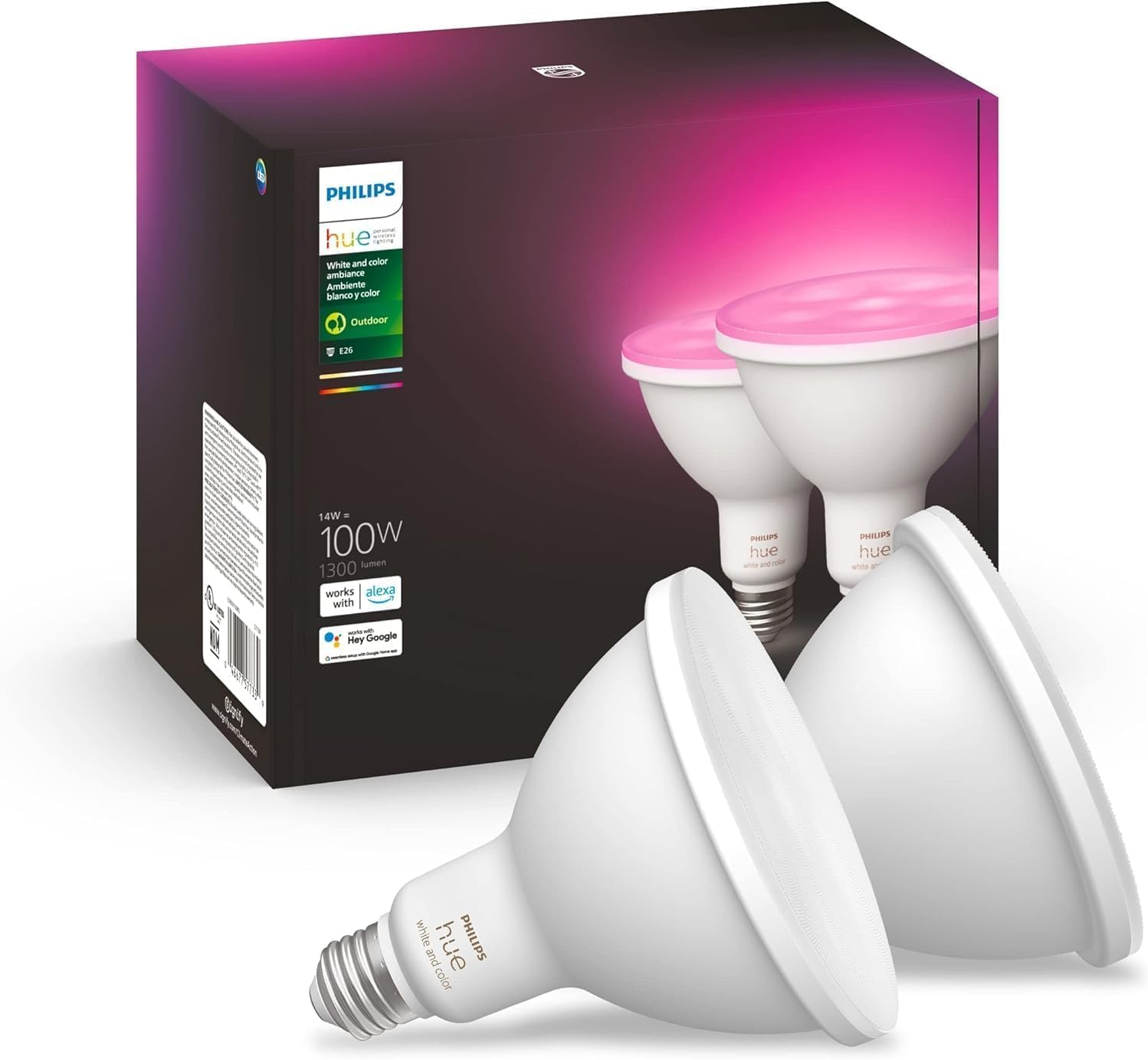 PHILIPS Hue Smart 100W PAR38 LED Bulb for Outdoor Ambiance