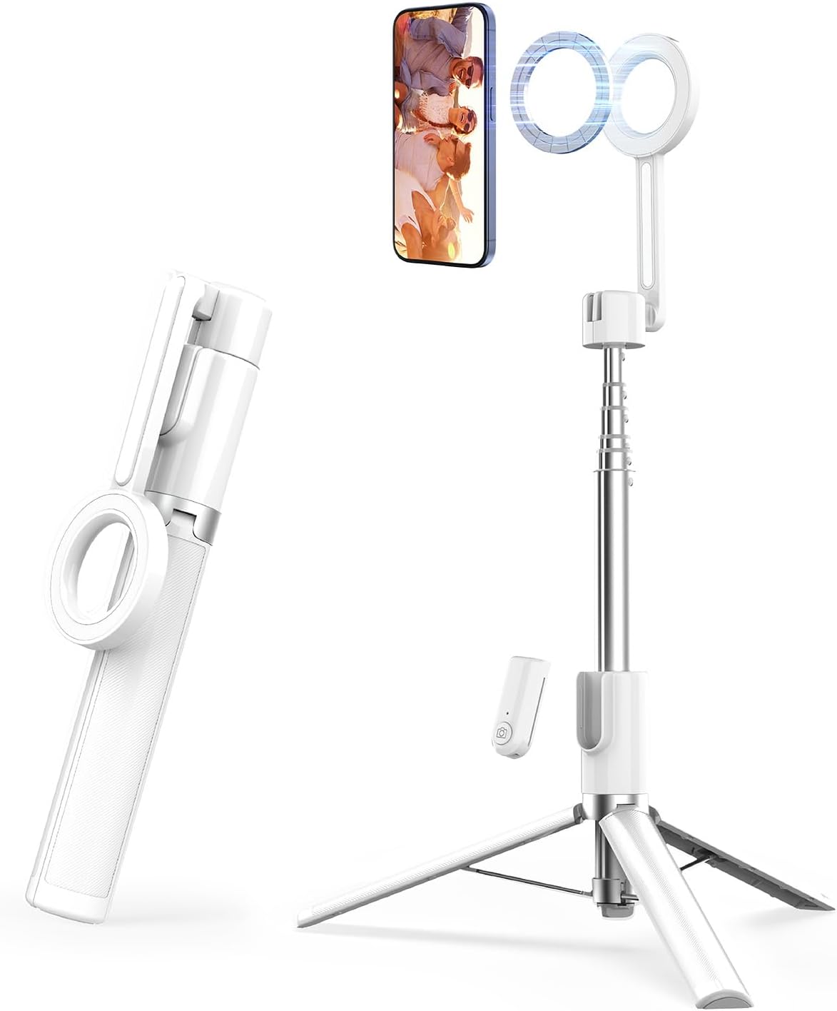 SEAJIC Magnetic Phone Tripod for iPhone 54in Selfie Stick