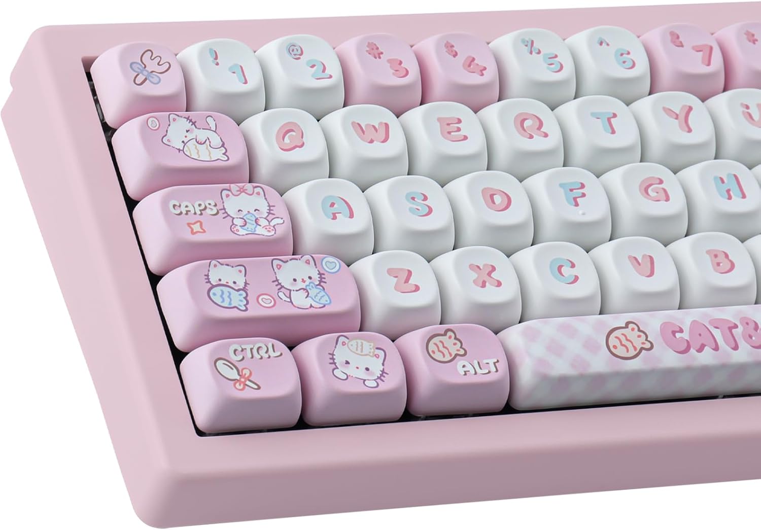 PBT Cute Kitty-cat Keycaps Set for Mechanical Keyboards