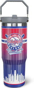 30oz Philadelphia Tumbler with Handle and Straw - Insulated Travel Mug