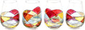 Unique Hand-Painted Stemless Wine Glasses Set of 4 for All Occasions