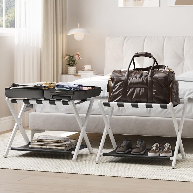 Folding Luggage Rack for Guest Room - Stylish Bamboo Stand