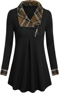VALOLIA Women's Casual Swing Sweatshirt Tunic with Zip Lapel