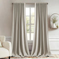 MIULEE Stone Back Tab Blackout Curtains 102 in Panels - Darkening
