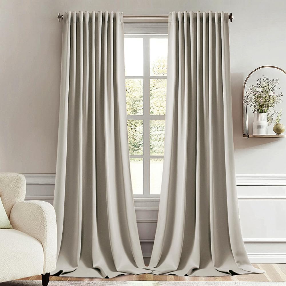 MIULEE Stone Back Tab Blackout Curtains for Elegant Living Rooms