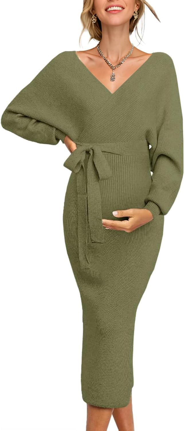 Fall Winter Maternity Nursing Dress for Baby Shower Photoshoot
