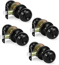 LOQRON Keyed Entry Door Knob 4 Pack - Secure Matte Black Finish