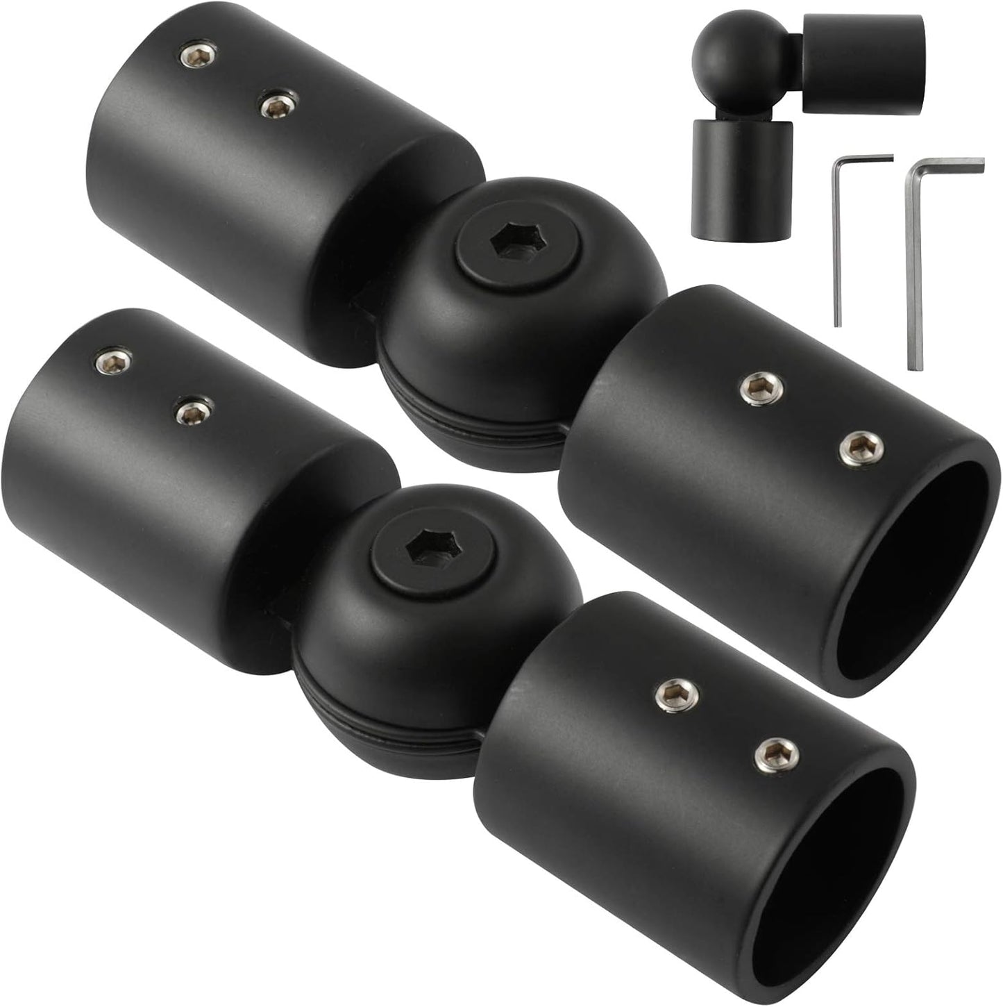 Sturdy Black Elbow Connectors for Bay Window Rods - Set of 2