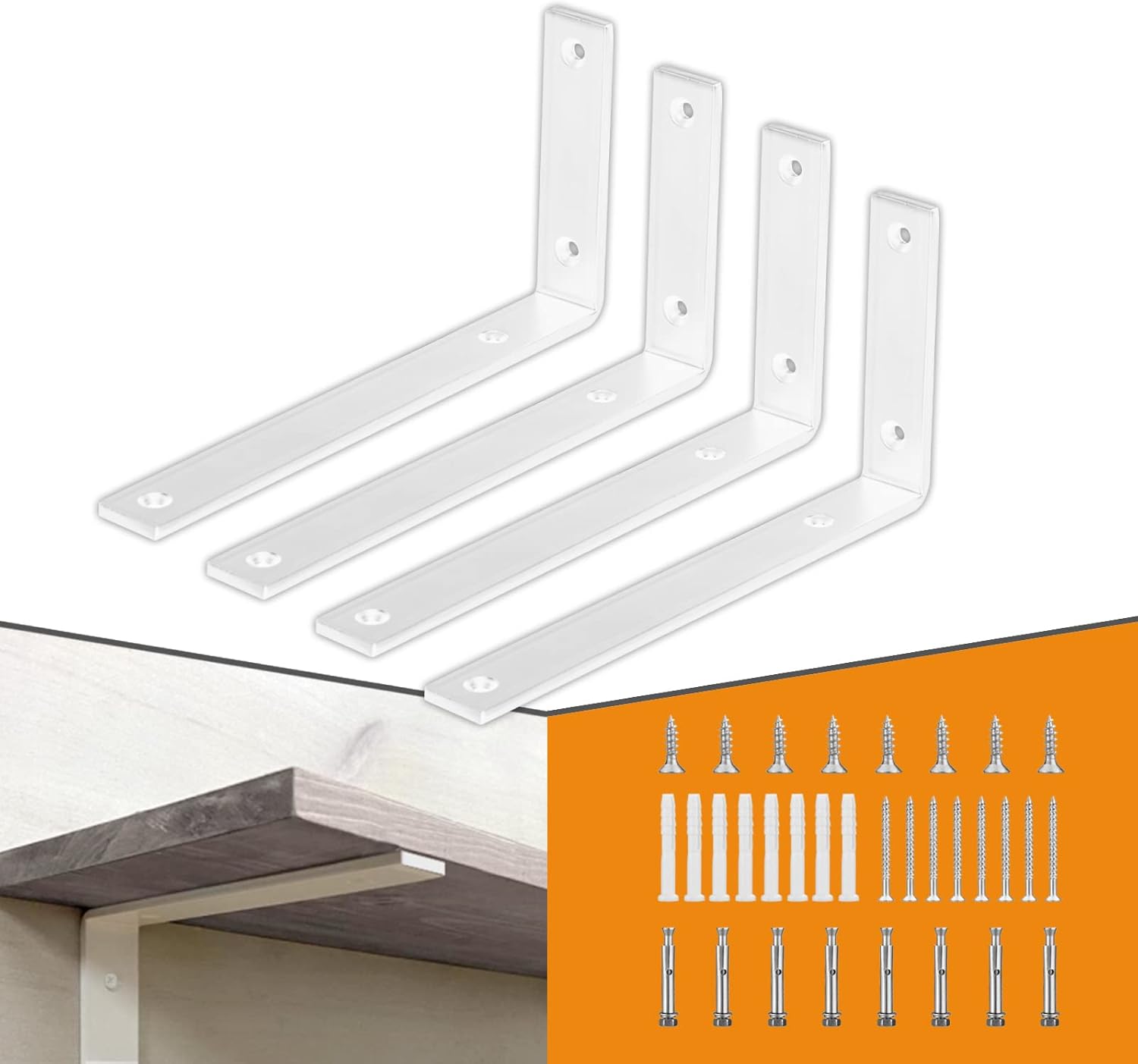 Heavy Duty White Shelf Bracket for Rustic Industrial Decor