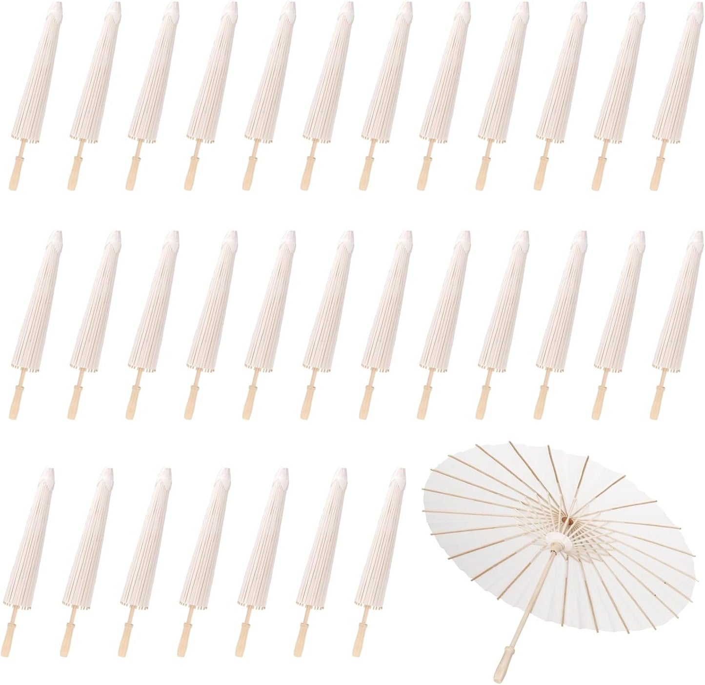 Elegant 23.6 Inch White Paper Umbrellas for Weddings and Decor