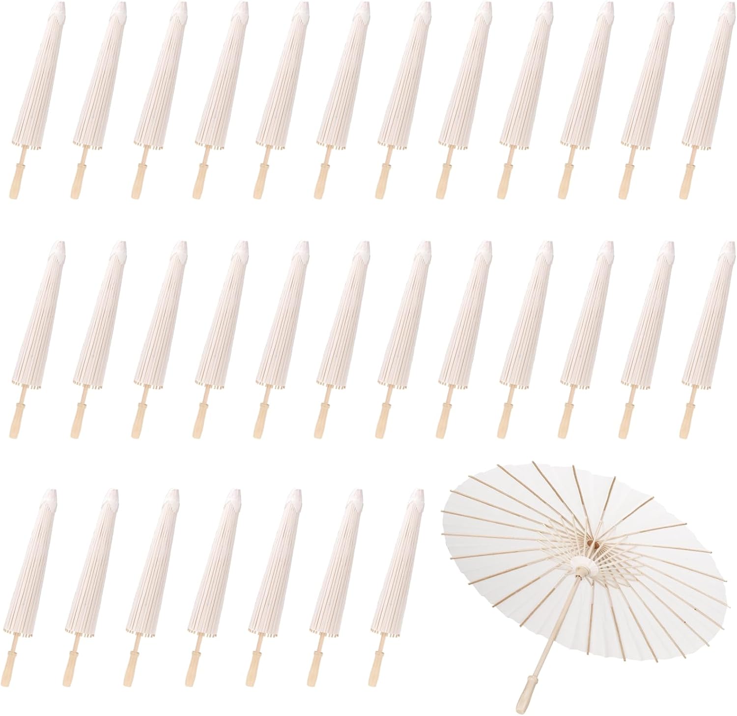 Elegant 23.6 Inch White Paper Umbrellas for Weddings and Decor