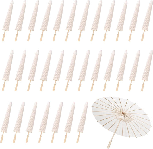 Elegant 23.6 Inch White Paper Umbrellas for Weddings and Decor