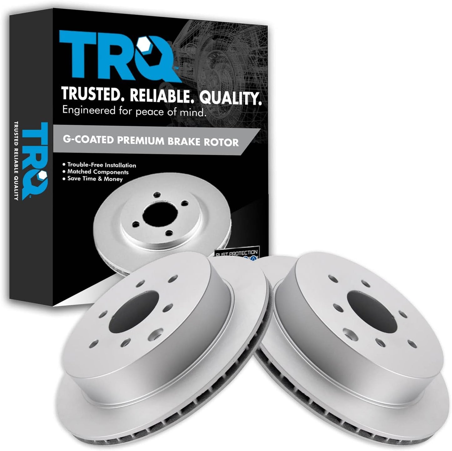 TRQ Rear Brake Rotors Set Vented Premium G-Coated for Nissan