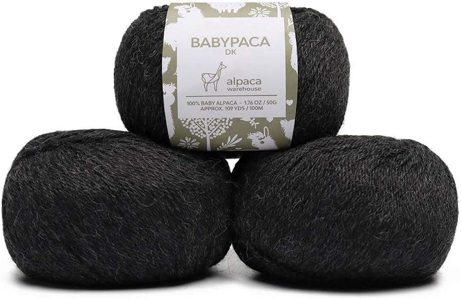 100% Baby Alpaca Yarn Wool Set of 3 Skeins for Knitting