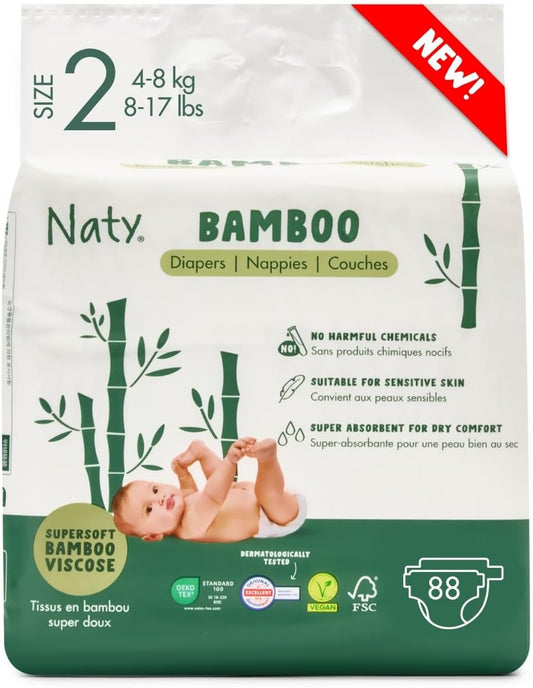 Naty Bamboo Viscose Baby Diapers for Sensitive Skin & Comfort