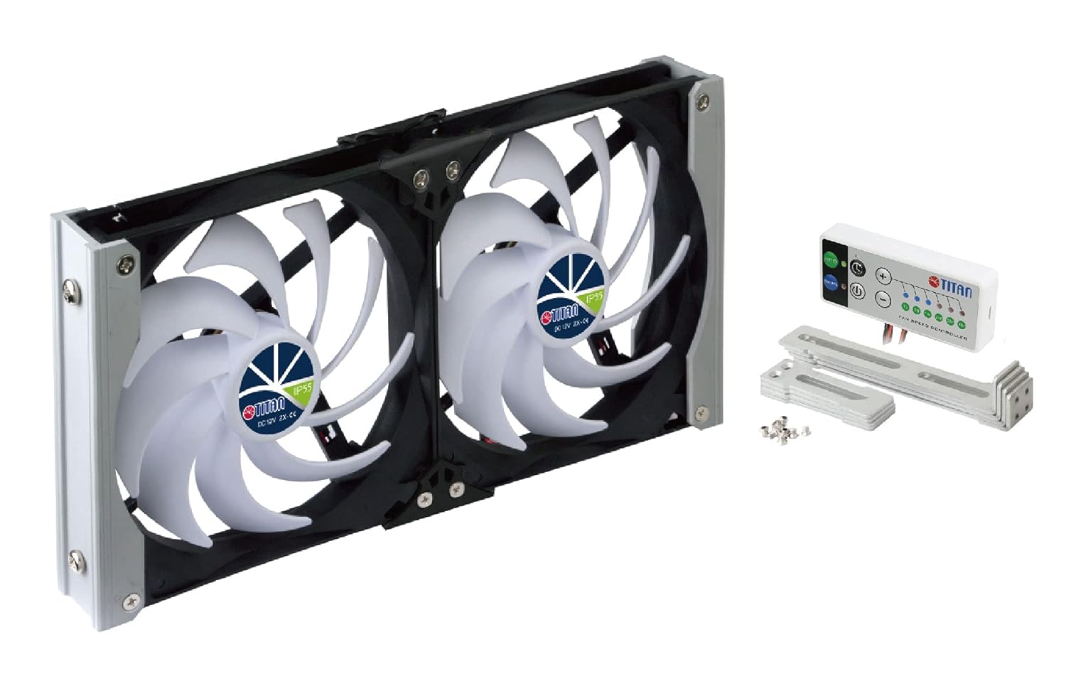 TITAN 12V DC Waterproof Double Rack Mount Cooling Fan with Timer