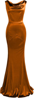 Women's Satin Mermaid Sleeveless Evening Gown - Elegant Fit