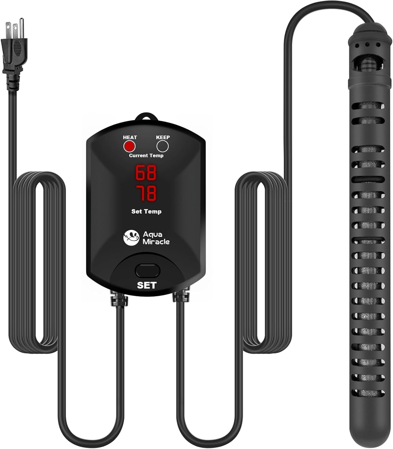 AquaMiracle 300W Aquarium Heater: Dry-Run Protection, LED Display