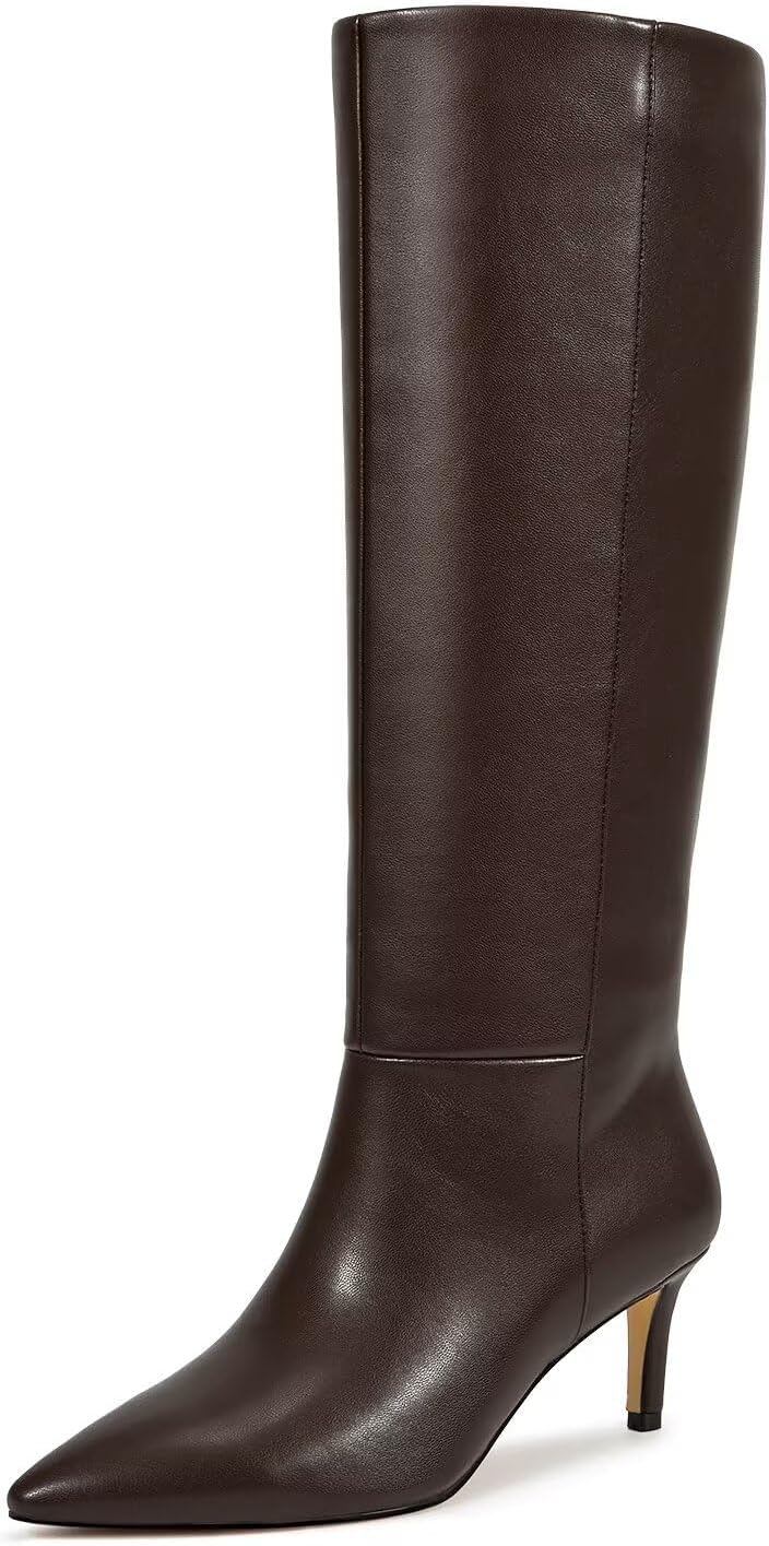 Knee High Boots for Women with Kitten Heel and Pointed Toe Design