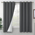 Blackout Curtains 63 in 2 Panel Set - Thermal Insulated Dark Grey