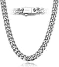 7mm Miami Cuban Link Chain Necklace for Men - 316L Stainless Steel