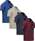 Mens Polo Shirt 4 Pack - Short Sleeve Athletic Golf & Tennis