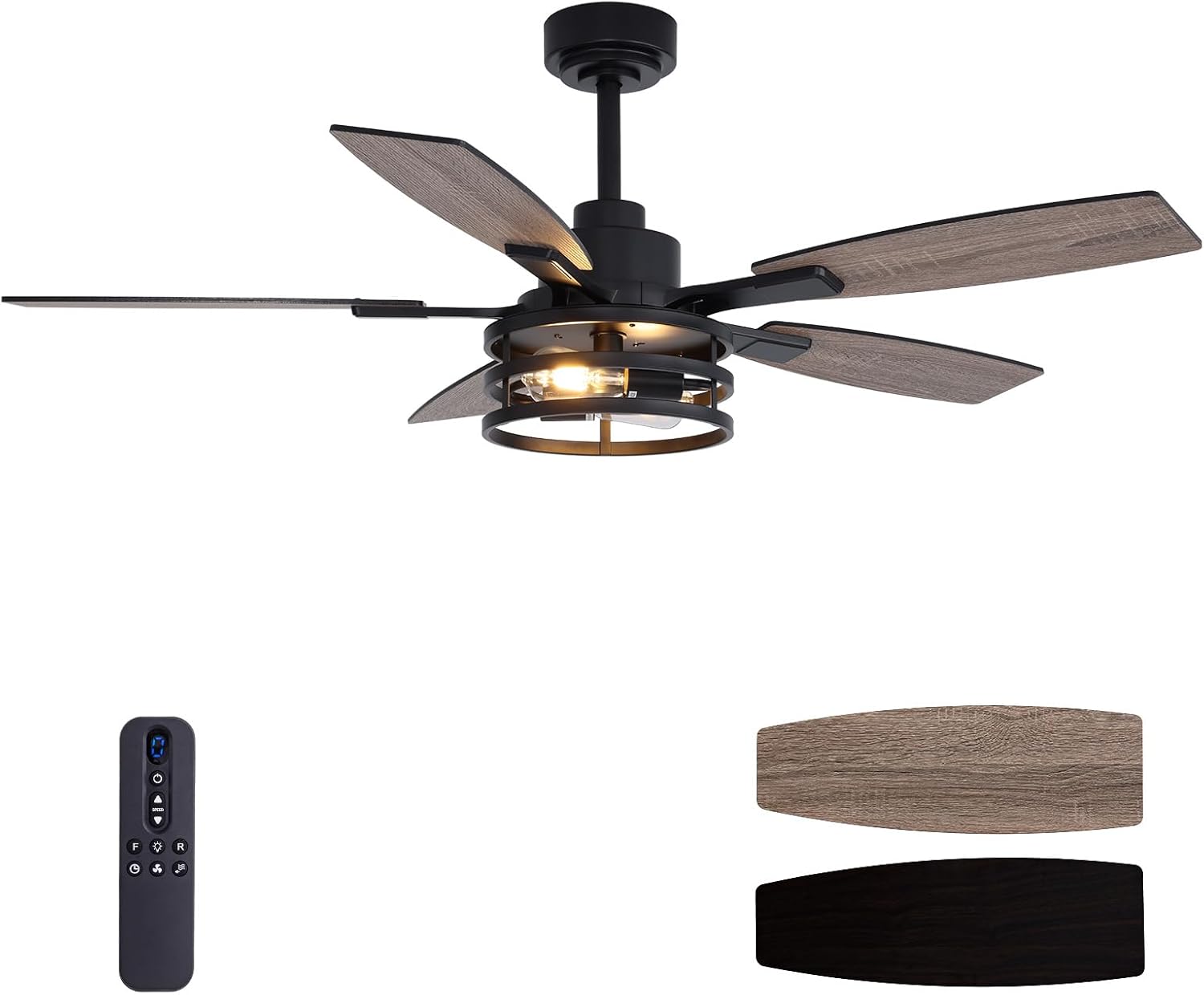 52 Inch Ceiling Fan with Lights and Remote Control for Home