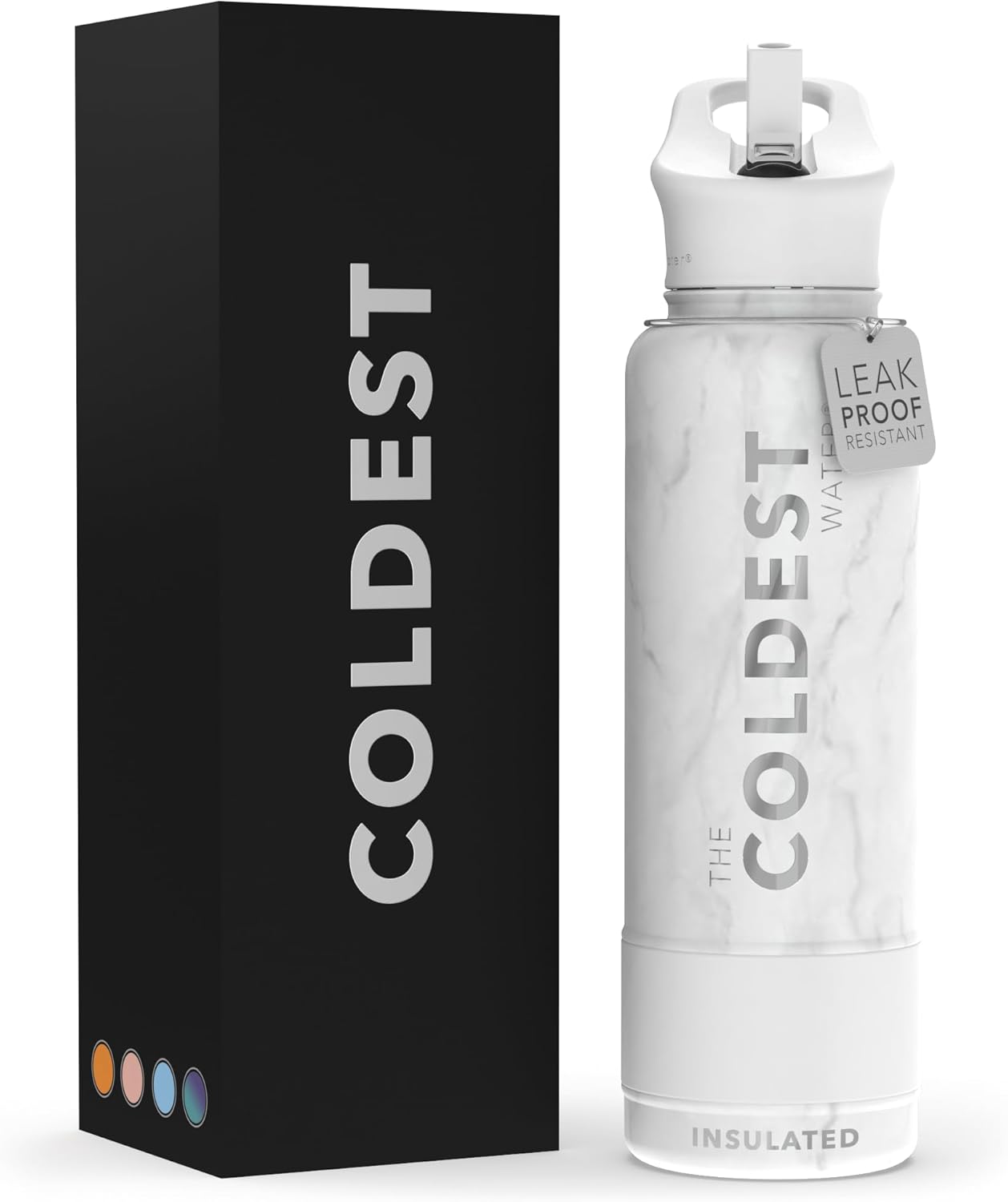 Coldest Insulated Water Bottle with Straw Lid - 40 oz Stainless Steel