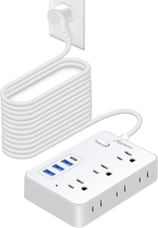 25 FT Extension Cord with 6 Outlets and 4 USB Ports for Home