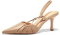 Suede and Leather Slingback Kitten Heels for Women - Dress Pumps