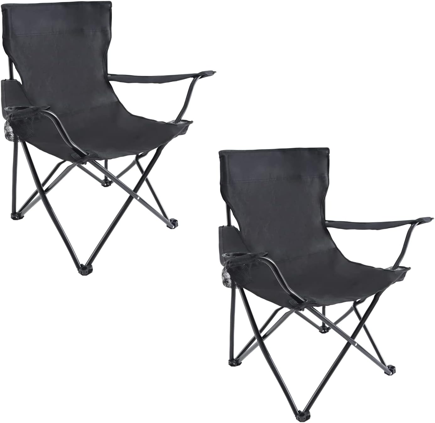 YSSOA 2-Pack Portable Black Camping Chairs - Easy Fold Design!