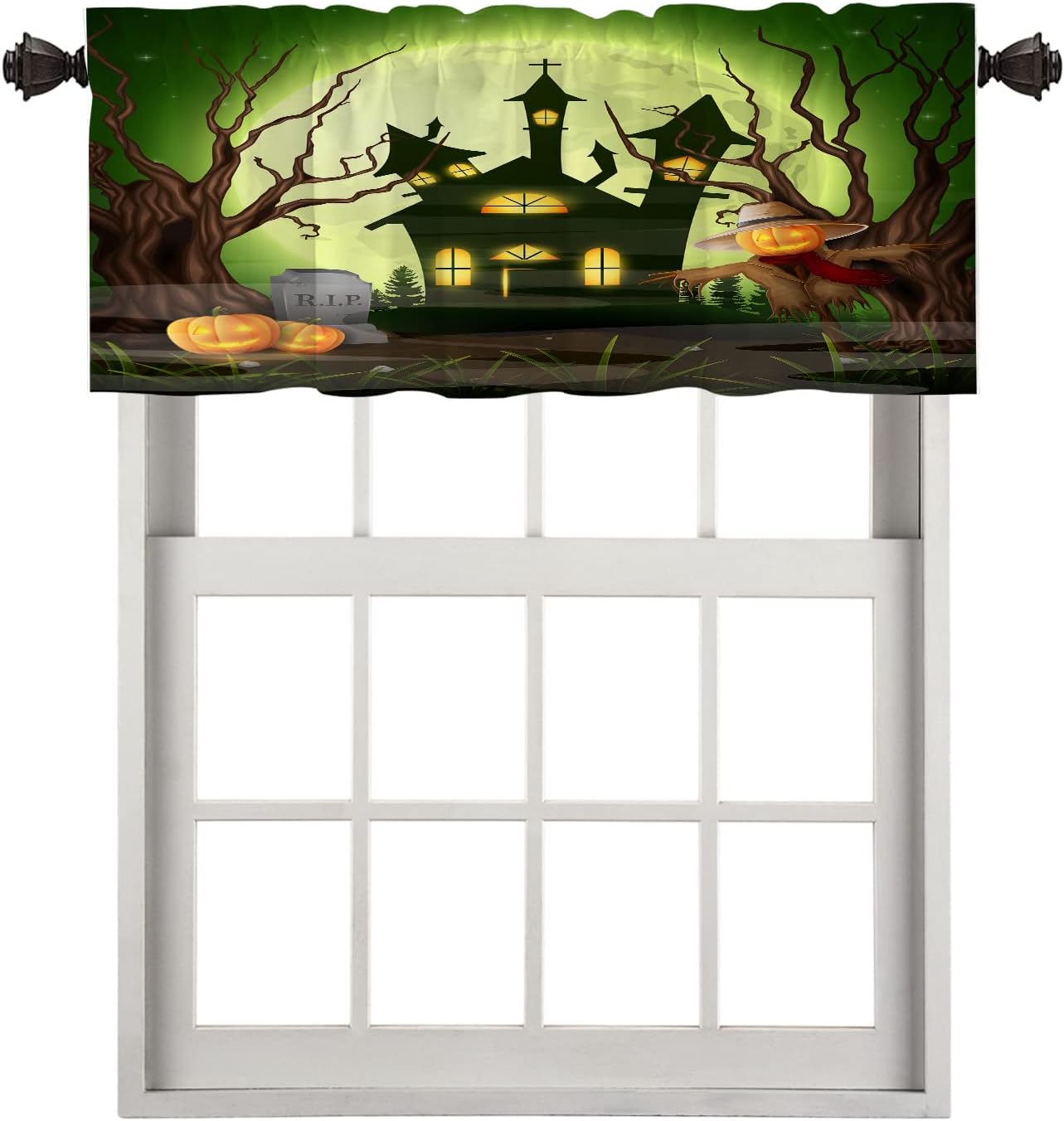 Spooky Haunted House Ghost Window Valance - 52 X 18 Inch