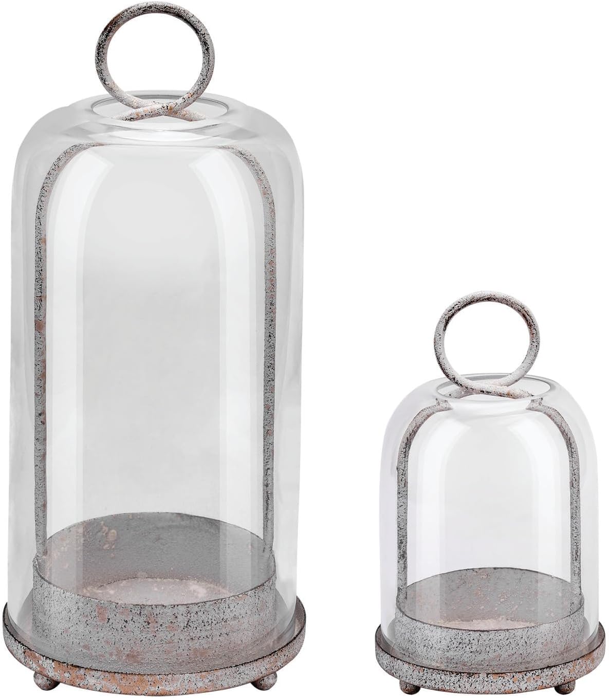 Versatile Metal Candle Holder Set with Handmade Glass Dome Cover