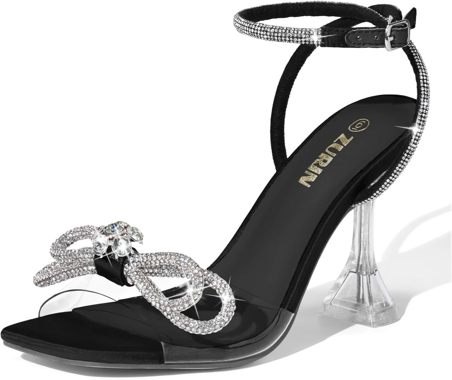 ZURIN Women's Rhinestone Bow Heels for Elegant Evening Wear