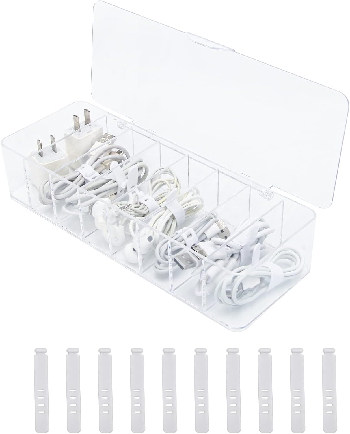 Wiwaplex Cable Organizer Box with 10 Rubber Ties