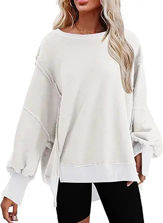 SHEWIN Sweatshirt for Women Crewneck Lightweight Oversized Fit