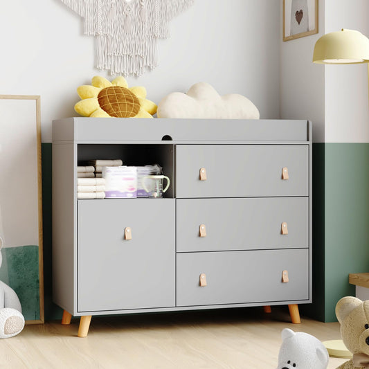 Changing Table Dresser with 3 Drawers and Shelf for Nursery