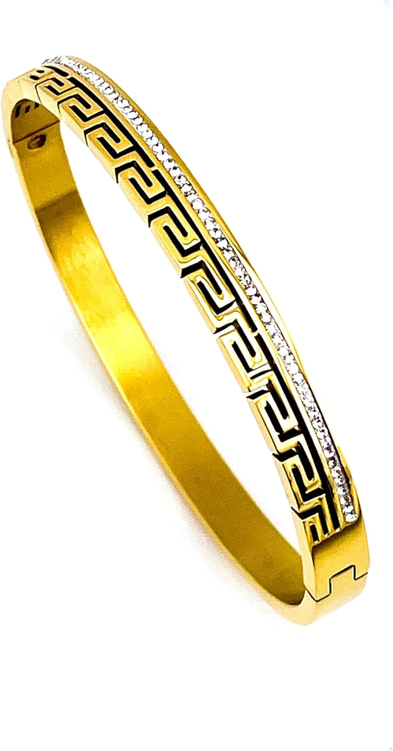 Designer Greek Key Meander Bracelet for Women - 18k Gold Vermeil