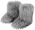 Furry Faux Fur Boots Women's Mid-Calf Snow Boots - Fluffy Warm Comfort